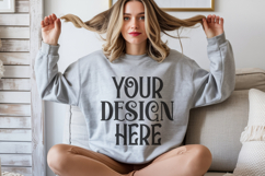 Sport Grey Gildan 18000 Crewneck Sweatshirt Mockups,G18000 Product Image 1