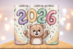Festive Happy New Year Tumbler Wrap 2026: 20oz Skinny Tumble Product Image 1
