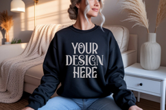 Black Gildan 18000 Sweatshirt Mockup,G18000 Crewneck Sweatsh Product Image 1