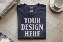Navy Gildan 5000 Flat Lay Tshirt Mockup, G5000 mockups Product Image 1