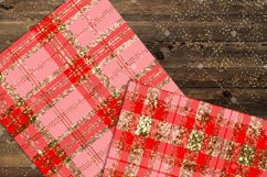 16 Luxury Gold and Red Glitter Plaid Tartan Digital Papers Product Image 9