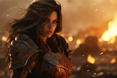 Warrior woman in epic battlefield scene Product Image 1