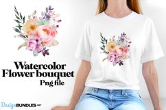 Flower bouquet, watercolor design, custom art, png file Product Image 1