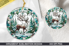 Cute Deer Stained Glass Ornament PNG, Digital Download File Product Image 1
