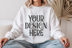 White Gildan 18000 Mockup, Sweatshirt Crewneck Mockups Product Image 1