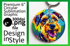 Bold Colorful Abstract Dog Round Design Keychain Product Image 1