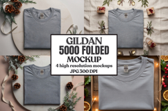 Gildan 5000 Folded Christmas Mockup, G5000 mockup Product Image 1
