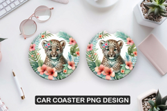 Cheetah Cub Car Coaster Sublimation| Animal Coaster PNG Product Image 1