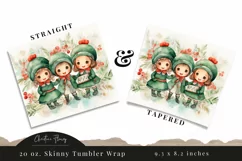 Cute Watercolor Christmas Carolers Tumbler Wrap PNG Product Image 3