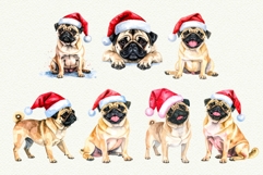 Vintage Christmas Pug Santa Clipart Retro Christmas Dog PNG Product Image 2