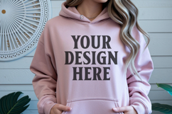Light Pink Gildan 18500 Hoodie Sweatshirt Mockup, 185 mock- Product Image 1