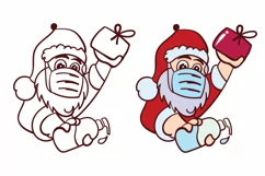 Santa Wearing Face Mask and Holding Sanitizer SVG Product Image 2