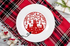 Snowman bauble / ornament papercut design. SVG / DXF / PNG Product Image 2
