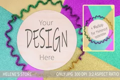 Mardi Gras mockup | round wood sign mock up, jpg Product Image 1