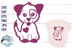 Dog SVG | Cute Puppy with Heart Outline SVG Cut File Product Image 1