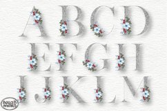 Winter Glitter Floral Alphabet Set, Sublimation Alphabet Product Image 2