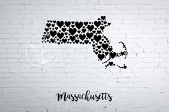 Massachusetts map with hearts Product Image 1