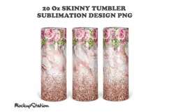 Pink Marble Glitter 20oz Skinny Tumbler Sublimation Design Product Image 2