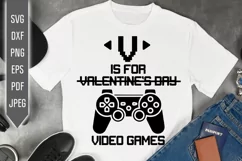 V is for Video Games Svg. Funny Gamer Valentine's Day Design Product Image 1