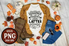 Leggings Leaves And Lattes Please PNG Sublimation Turkey Day Product Image 2