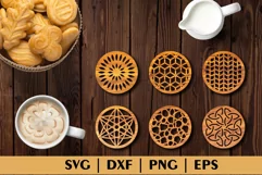 Decorative Circle Coasters Cutting Files SVG DXF Product Image 1