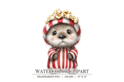 Popcorn Otter Watercolor Clipart Product Image 1