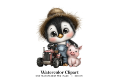 Penguin Farmer Clipart PNG Product Image 1