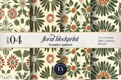 Retro Floral Block Print | Geometric Floral Pattern Product Image 1