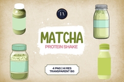 Matcha Protein Shake Clipart Bundle 4 PNG Product Image 1