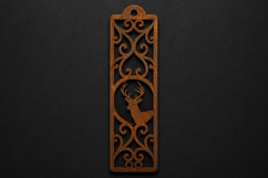 Elegant Deer Wooden Bookmark with Ornamental Scrollwork Product Image 1