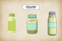 Matcha Protein Shake Clipart Bundle 4 PNG Product Image 2