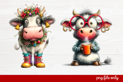 Funny Christmas Cows Clipart | Cute Holiday Farm Animal Product Image 1