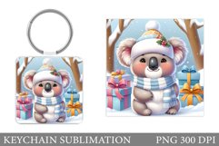 Christmas Koala Keychain. Christmas Keychain Sublimation Product Image 1