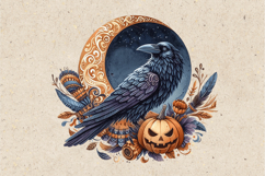Watercolor Halloween Raven. PNG sublimation BUNDLE Product Image 14