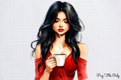 Coffee Shop Girls Clipart PNG Product Image 1