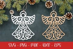 Christmas Angel laser SVG PNG| Christmas ornament Product Image 1