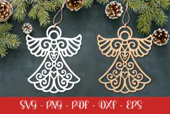 Christmas Angel laser SVG PNG| Christmas ornament Product Image 1