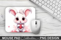 Valentine Bunny Sublimation Mouse Pad PNG Design Product Image 1