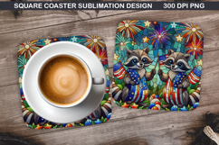 Raccoon Coaster Sublimation, 4th Of July Coaster PNG Design Product Image 1