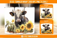 3D Highland Cow Tumbler Designs, Sublimation Wrap Product Image 1