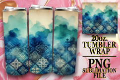 Joyful vibes 20oz tumbler wrap, Watercolor Pattern Product Image 1