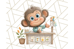 Zoo Monkeys Clipart, Cute Cartoon Jungle Monkeys PNG Product Image 3