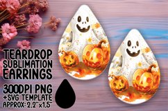 Haunting Watercolor Teardrop Earring Design Halloween PNG Product Image 1