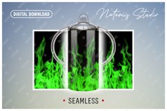 2 Green Fire Sublimation Patterns - 12 oz Sippy Cup. Product Image 3