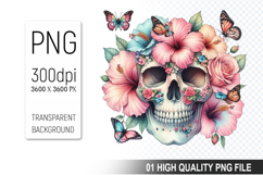 Cute Floral skull PNG, Valentine&#039;s Day Animal PNG Product Image 1