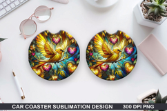 Robin Car coaster sublimation, Valentines Coaster PNG Product Image 1