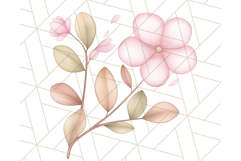 Pastel Pink Easter Bunny Egg and Flowers Clipart PNG Product Image 5