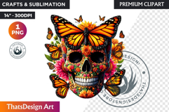 Floral Sugar Skull Day of the Dead Clipart, dia de muertos Product Image 1