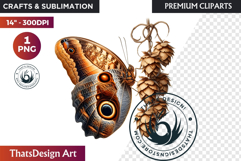 Autumn Butterfly and flower Clipart: Moody Floral PNG Product Image 1