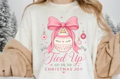 Tied Up In Christmas Joy PNG Sublimation Design - Pink Bow Product Image 4